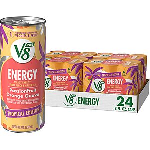 Select Accounts: 24-Pack 8-Oz V8 Energy (Passionfruit Orange Guava) Juice Energy Drink $12.20 w/ S&S + Free Shipping w/ Prime or on $35+