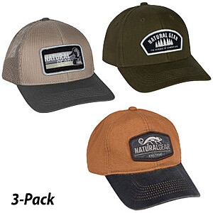 3-PACK: Natural Gear Caps (Twill, Mesh & Canvas) $15 + Free Shipping