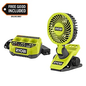 Ryobi USB Lithium 3-Port Charger with USB Lithium Cordless Clamp Fan (Tool Only) $39.97