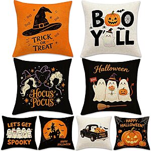 4-Pack 18x18" HSHFAMIIY Halloween Double-Sided Linen Throw Pillow Covers (8 sides) $3.99 + Free Shipping w/ Prime or on $35+