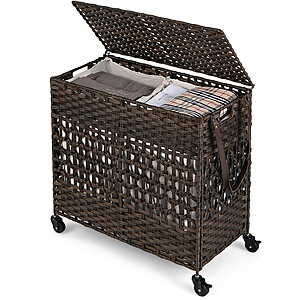 Costway 110L 2-Section Laundry Hamper with Wheels and 2 Removable and Washable Liner Bags $55 + Free Shipping