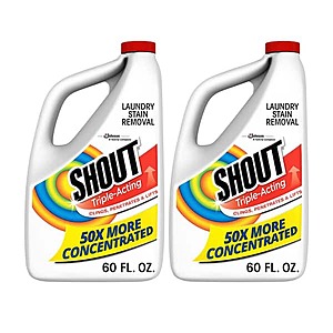 2-Pack 60-Oz SHOUT Triple-Acting Liquid Fabric Stain Remover Refill $6.51 ($3.25 each) w/ S&S + Free Shipping