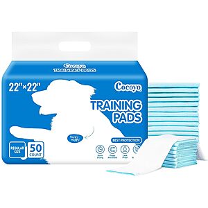 50-Count 22"x22" COCOYO Dog Training Pee Pads $5.62 w/ S&S + Free Shipping w/ Prime or on $35+