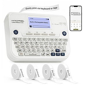 Prime Members: SUPVAN E12 Keyboard & Bluetooth Label Maker Machine with 4 Tapes (Black/White) $19.94 + Free Shipping