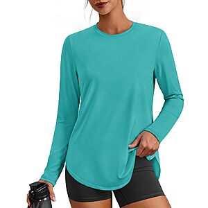 PINSPARK Women's LS Crew-Neck Pullover Workout Top (various) $4.99 + Free Shipping w/ Prime or on $35+