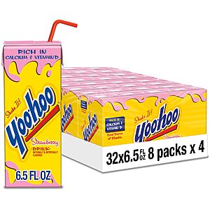 Yoo-hoo Strawberry Flavored Drink, 6.5 fl oz Boxes, 32 Count (4 Packs of 8) for $10.73 or lower with subscribe and save