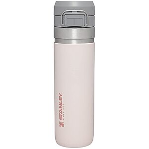 $18.75: Stanley Quick Flip GO Water Bottle 24 oz, Push Button Lid, Insulated Stainless Steel, BPA-Free, Rose Quartz
