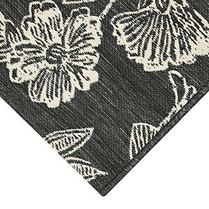 Mainstays 24 in x 36 in Black & White Floral Outdoor Scatter Rug or Black & White Cabana Stripe $8.88