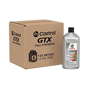 [S&S] Castrol GTX Full Synthetic 5W-30 Motor Oil, 1 Quart, Pack of 6 $36.09