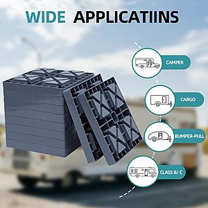 GarfatolRv 10-Pack RV Leveling Blocks, Interlocking Non-Slip, Gray $27.99