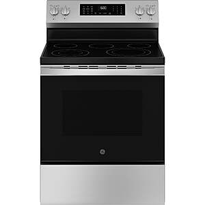 GE EasyWash Oven Tray 30-in Glass Top 5 burners 5.3-cu ft Air Fry Convection Oven Freestanding Electric Range ( Stainless Steel ) | GRF600AVSS $779