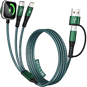 Prime Members: Jogrytece 5' 3-in-2 Multi Charging Cable for Apple Watch, Lightning & USB-C $5.39 + Free Shipping