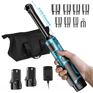 Seesii 6" Extended 12V 3/8" Cordless Ratchet Wrench w/ 2x Lithium-Ion Batteries $30.67 + Free Shipping