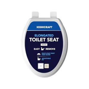 HIGHCRAFT Elongated Molded Wood Toilet Seat w/ Adjustable Hinges & Quick-Release (White) $19.99 + Free Shipping w/ Prime