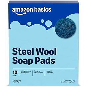 10-Count Amazon Basics Steel Wool Soap Pads $1.66 + Free Shipping w/ Prime or on orders over $35