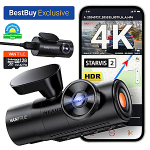 Vantrue - N4 PRO 4K HDR 3-Channel Dash Cam w/ 128GB Micro SD Card, Front-Cabin-Rear, Parking Mode, Night Vision, 5GHz Wi-Fi&GPS - Black $249.99 Bestbuy.com
