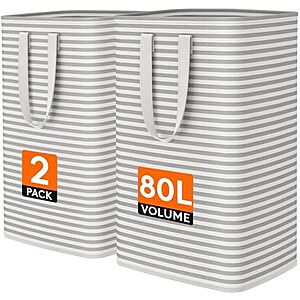 $11.98* | 2-Pack 80L Lifewit Collapsible Laundry Baskets w/ Handles (Grey) at Amazon