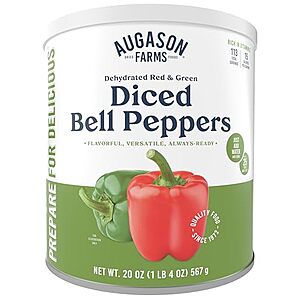 $12.83 | 1-Lb Augason Farms Dehydrated Diced Bell Peppers Can at Amazon