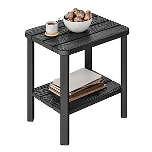 KAMABOKO Outdoor Side Table, 2-Tier Adirondack Square Patio Table, HDPE End Tables for Backyard Pool Porch Lawn, Easy Maintenance & Weather Resistant, Black $27.3