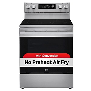 LG 30 in. 6.3 cu. ft. Electric Single Smart Oven Range with Air Fry Fan Convection and EasyClean in Stainless Steel $665