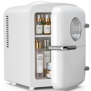Antarctic Star Compact Mini Fridge, 4L Capacity/6 Cans Portable Cooler and Warmer Compact Refrigerator, Black or White $35.99