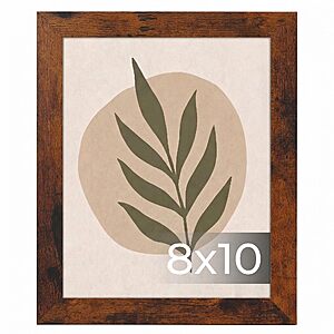 Giftgarden 8x10 Picture Frame Rustic Brown, Wide Wood Photo Frame with Shatter-Resistant Plexiglass 1 Pack $4 AC + Free Shipping