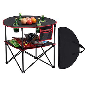 VEVOR Folding Camping Table, Portable Outdoor Lightweight Picnic Table, 600D Oxford Fabric Waterproof Canvas Travel Beach Tables $24.99