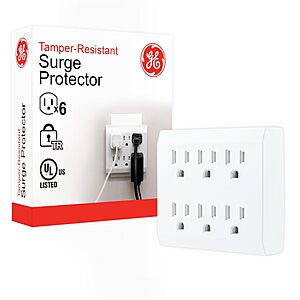 GE 6-Outlet 440-Joule Surge Protector Wall Tap (White) $6.99 + Free Shipping w/ Prime or on $35+