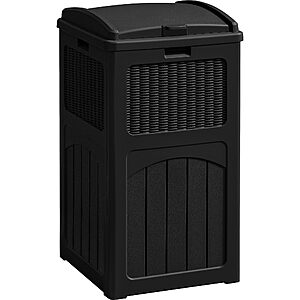 $37.99: Greesum 33 Gallon Outdoor Trash Can with Lid, Waterproof Garbage Bin, Black at Amazon