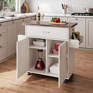 Techni 35.5" Home Mobile Kitchen Cart w/ Top & Shelf Storage Cabinets $96.11 + Free S&H at Walmart