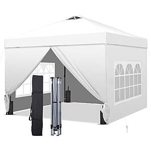 Outdoor Basic 10x10 Pop up Canopy Tent with 4 Sidewalls&Sandbag, White $79.99 + Free S&H at Walmart
