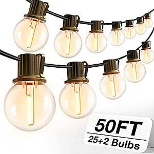 addlon G40 LED Outdoor String Lights: 50Ft $10, 100Ft $20 @ Amazon