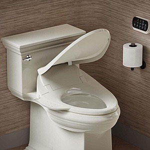 Kohler Purewash E750 Electric Bidet Seat for Elongated Toilets with Touchscreen Remote Control, Biscuit - $351