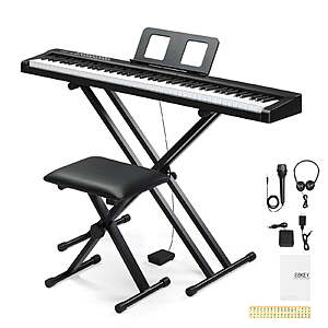 Ktaxon 88-Key Beginners' Semi-Weighted Digital Piano w/ X Stand, Bench & 3-Pedal Unit (Black) $139.99 + Free Shipping w/ Walmart+ or on $35+