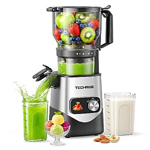 TechRise 3-in-1 Cold Press Juicer, 6" Wide Feed Chute Juicer Machines $64.99