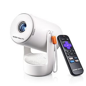 Aurzen Roku TV E1R Smart Portable Mini Projector with WiFi and Bluetooth $59.99