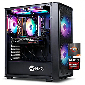 HZG M500 Ryzen 5 5600 Radeon RX 6600 Gaming Desktop PC + $35 gift card