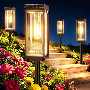 8-Pack 25.2" Solar LED Pathway Lights w/ Auto On/Off & IP65 Waterproof $26.49 + Free Shipping w/ Prime or on $35+
