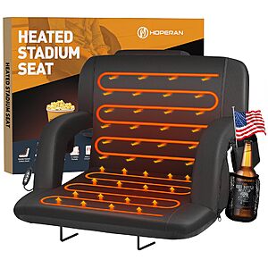 HOPERAN 21" Heated Stadium Seats for Bleachers with Back Support, Black 1PC $56.99