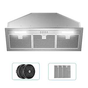 30 in. 500 CFM Ductless or Ducted Convertible Insert Range Hood in Stainless Steel with Mesh Filter, 3-Speed Fan and LED Lights $169