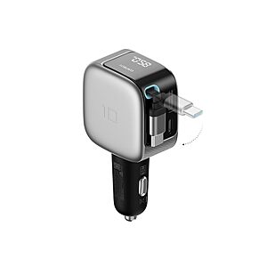 CUKTECH 85W 3-Port GaN Car Charger w/ Built-In Retractable USB-C Cable & LED Display $17.99 + Free Shipping w/ Prime or on $35+