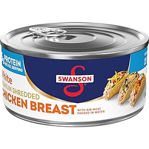 [SnS, AC] $2.87 | 9.75-Oz SWANSON S White Premium Shredded Canned Chicken in Water at Amazon