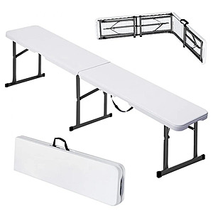 $25.61: VEVOR 6-Ft Folding Bench, Portable HDPE Indoor/Outdoor Bench, White at Vevor, FS