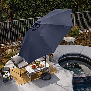 Sunline 9 ft Patio Umbrella with Crank & Push Button Tilt, Outdoor Market Umbrella with UV Protection & Wind Vent and Fiberglass Ribs, various colors $39.5