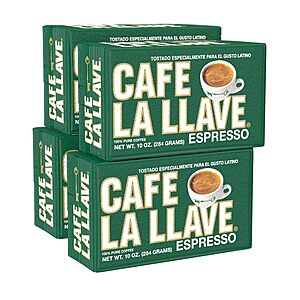 $13.05 or less S&S/35% off Q: Café La Llave Espresso Ground Coffee, Dark Roast, 10 OZ, Pack of 4