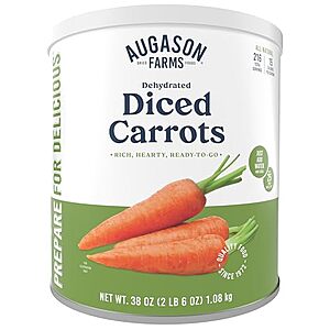 $12.04* | 38-Oz Augason Farms Dehydrated Diced Carrots Can (216 Servings) at Amazon