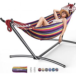 600-Lb Capacity Everyfun 2-Person Hammock w/ Steel Stand & Carrying Bag (Rainbow) $49.50 + Free Shipping