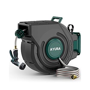 100' x 1/2" AYURA Retractable Garden Hose Reel w/ Auto Slow Rewind $69.99 + Free Shipping