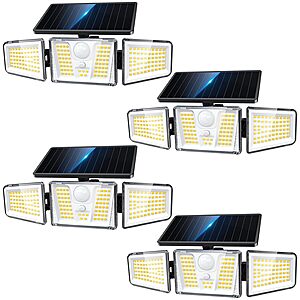 4-Pack Kooper 210 LED 3-Head 300° Solar Motion Sensor Outdoor Flood Lights (Black) $30.59 + Free Shipping w/ Prime or on $35+