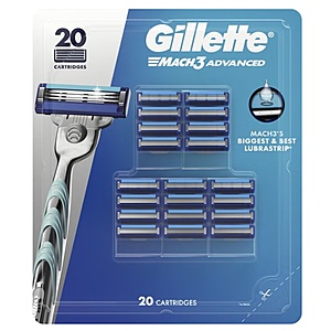 Gillette Mach3 Advanced Cartridge Refills, 20-count ($1.75 ct) $34.99